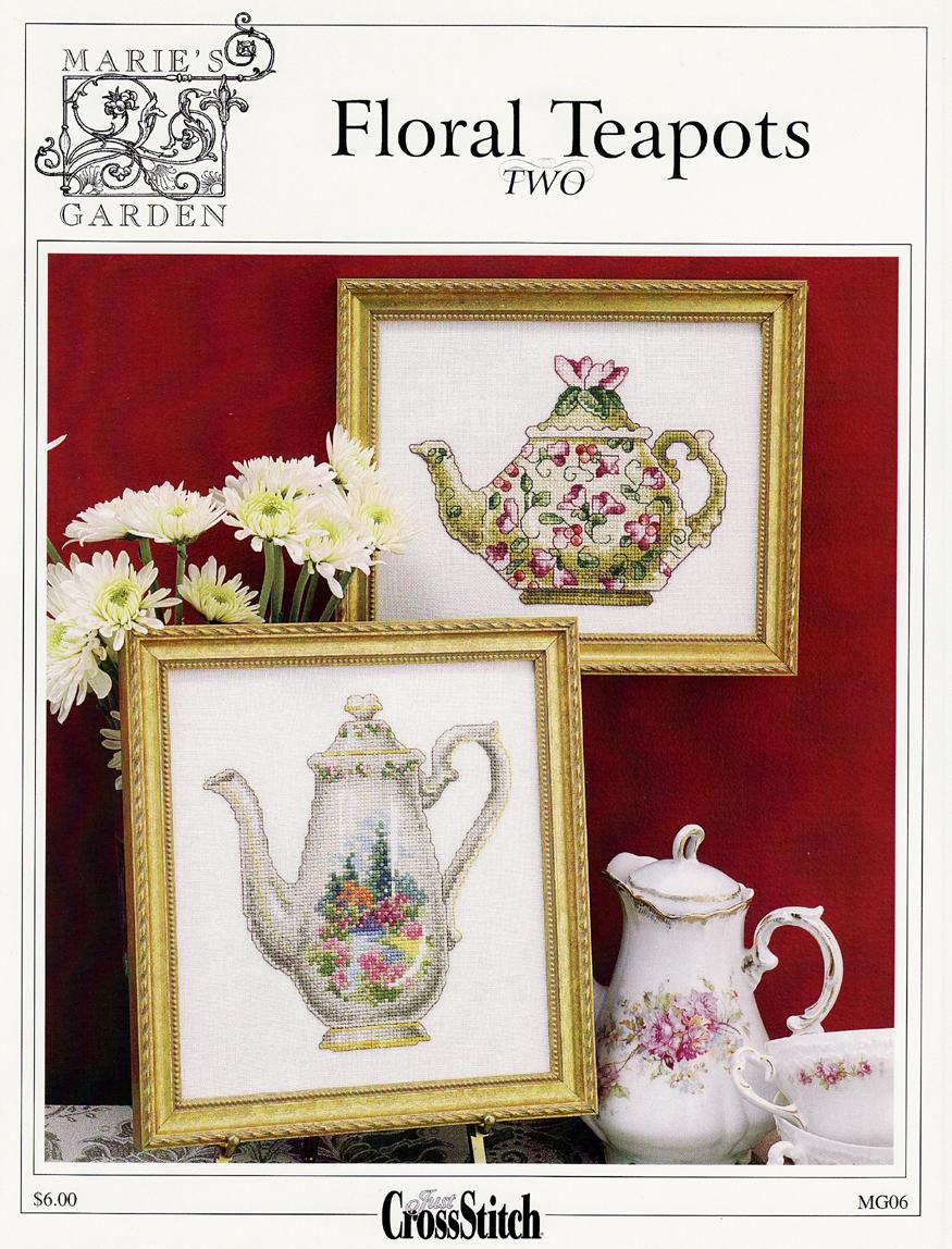 画像1: Just Cross Stitch図案 Floral Teapots